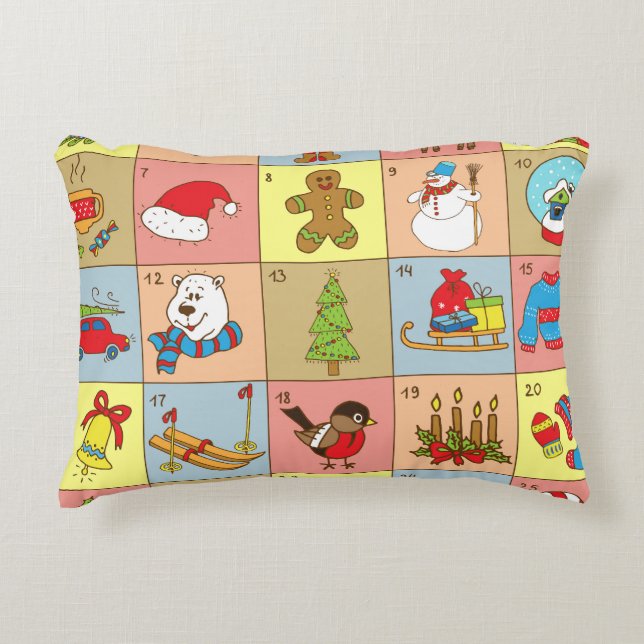 Christmas Advent: Doodle Element Collection Accent Pillow (Front)