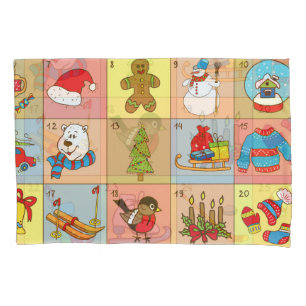 Christmas Advent: Doodle Element Collection Pillow Case