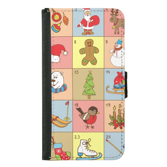 Christmas Advent: Doodle Element Collection Samsung Galaxy Wallet Case (Front)