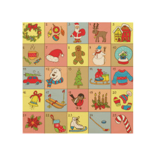 Christmas Advent: Doodle Element Collection Wood Wall Art