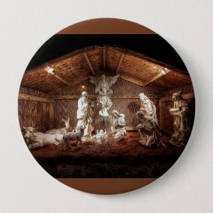 Christmas Advent Jesus Nativity Manger Scene Button