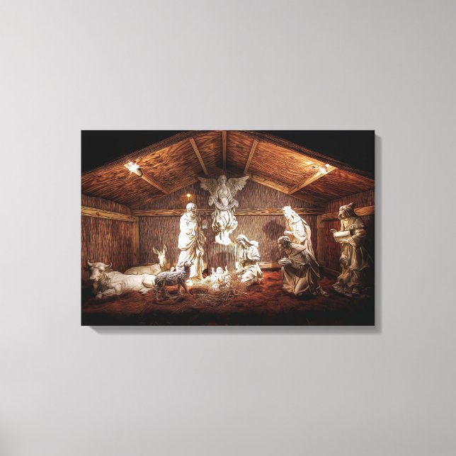 Christmas Advent Jesus Nativity Manger Scene Canvas Print (Front)