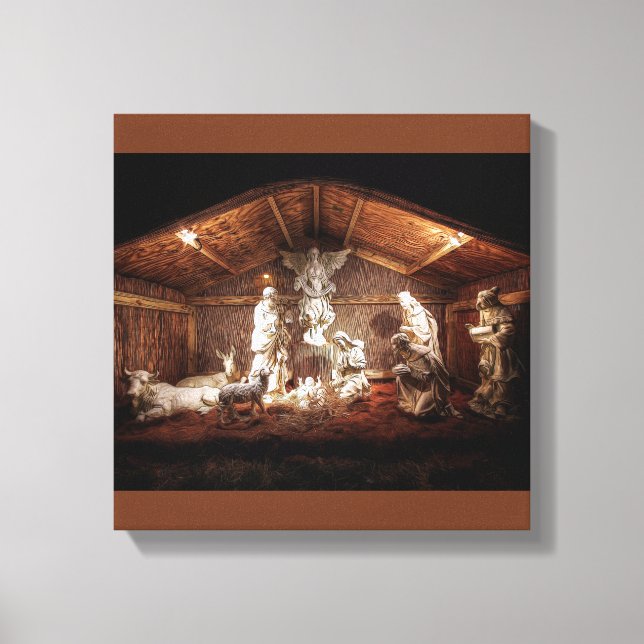 Christmas Advent Jesus Nativity Manger Scene Canvas Print (Front)