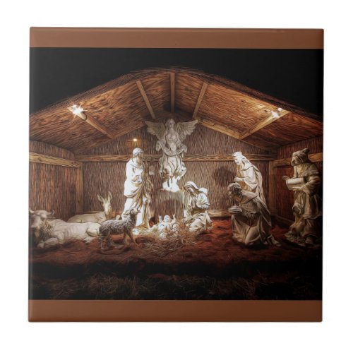 Christmas Advent Jesus Nativity Manger Scene Ceramic Tile