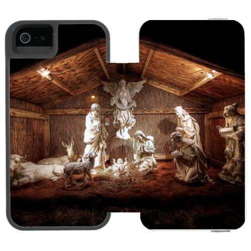 Christmas Advent Jesus Nativity Manger Scene Wallet Case For iPhone SE55s