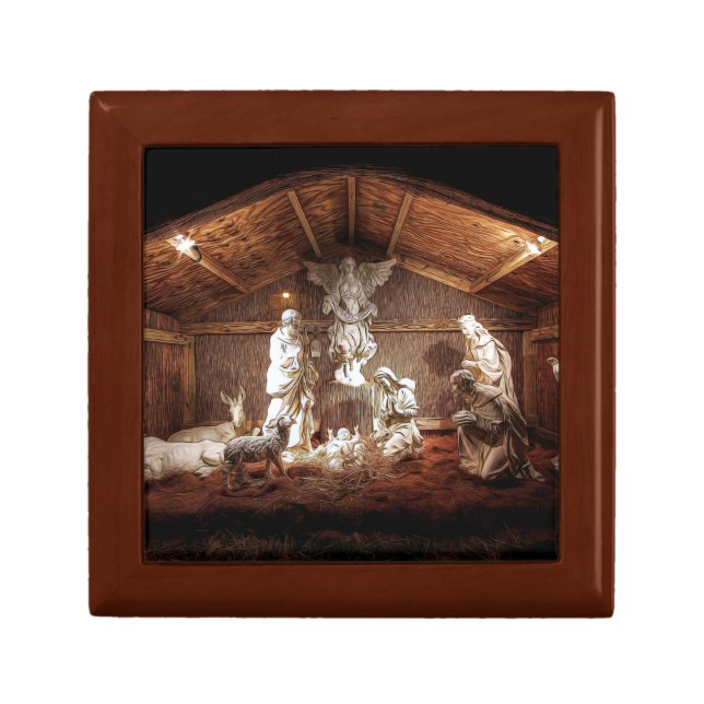 Christmas Advent Jesus Nativity Manger Scene Keepsake Box (Front)