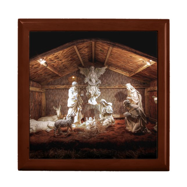 Christmas Advent Jesus Nativity Manger Scene Keepsake Box (Front)