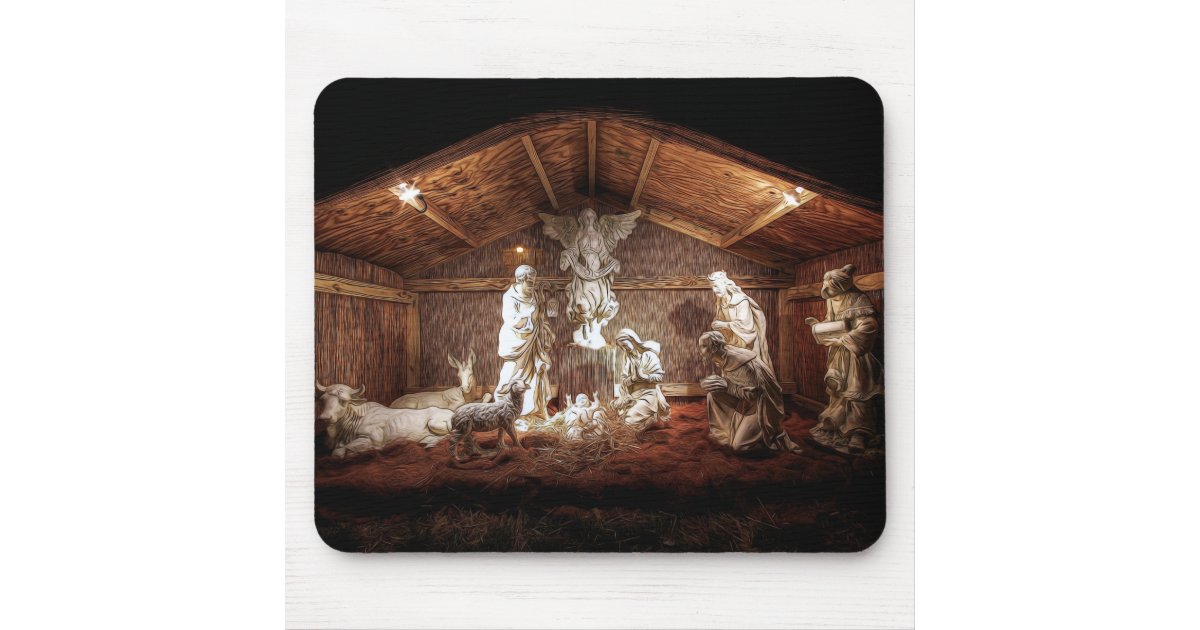 Christmas Advent Jesus Nativity Manger Scene Mouse Pad | Zazzle