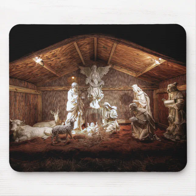 Christmas Advent Jesus Nativity Manger Scene Mouse Pad | Zazzle