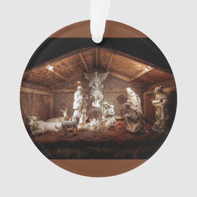 Christmas Advent Jesus Nativity Manger Scene Ornament (Front)
