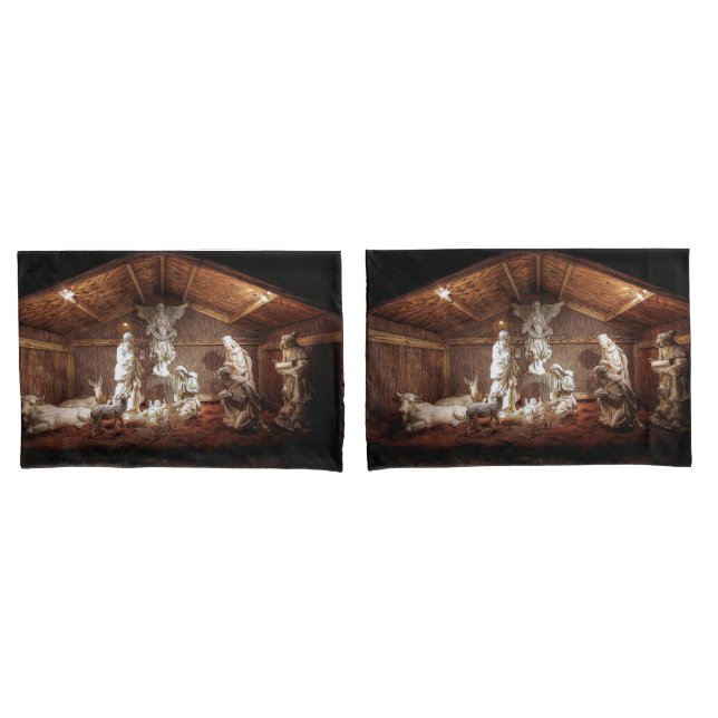 Christmas Advent Jesus Nativity Manger Scene Pillow Case (Front-Set)