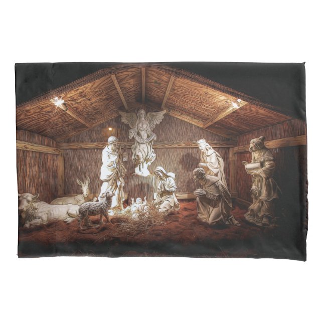 Christmas Advent Jesus Nativity Manger Scene Pillowcase (Front)