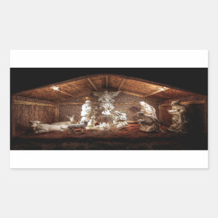 Christmas Advent Jesus Nativity Manger Scene Rectangular Sticker