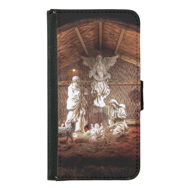 Christmas Advent Jesus Nativity Manger Scene Samsung Galaxy Wallet Case (Front)