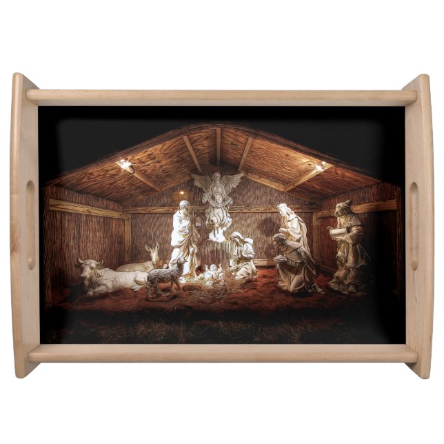 Christmas Advent Jesus Nativity Manger Scene Serving Tray (Front)