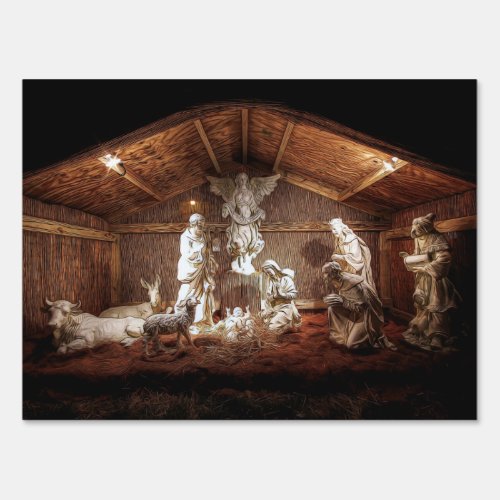 Christmas Advent Jesus Nativity Manger Scene Sign