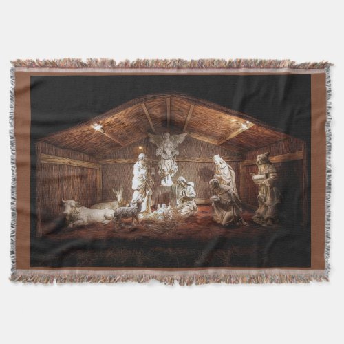 Christmas Advent Jesus Nativity Manger Scene Throw Blanket