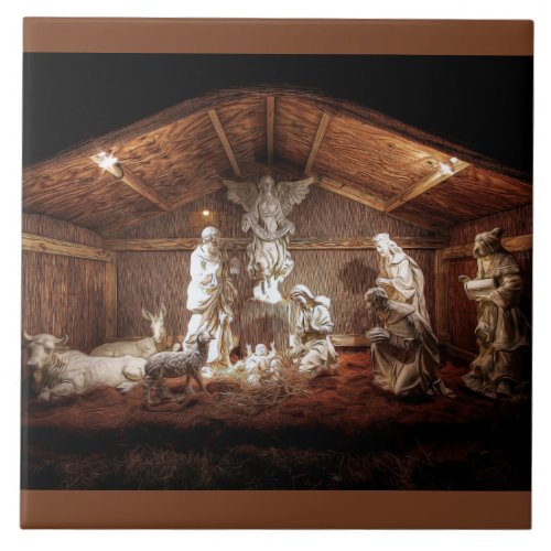 Christmas Advent Jesus Nativity Manger Scene Tile