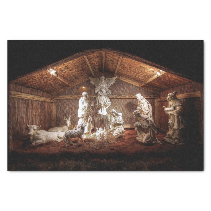 Christmas Advent Jesus Nativity Manger Scene Tissue Paper | Zazzle