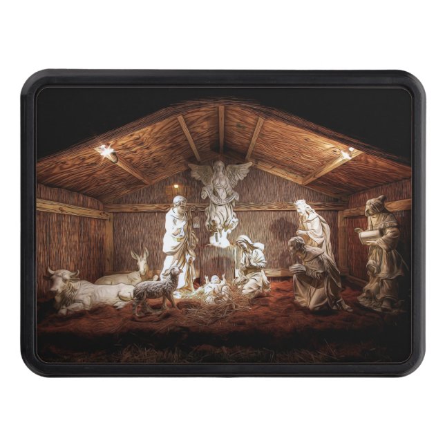 Christmas Advent Jesus Nativity Manger Scene Tow Hitch Cover (Front)