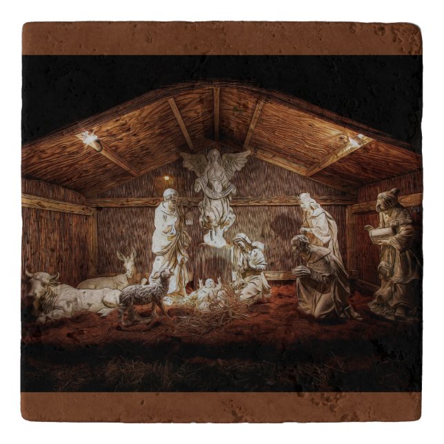 Christmas Advent Jesus Nativity Manger Scene Trivet (Front)