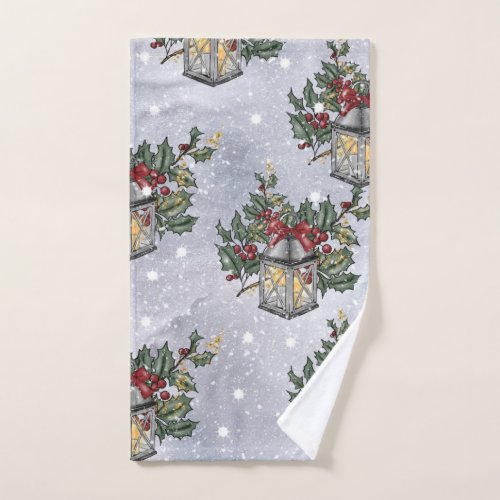 Christmas Advent Lantern Pattern Hand Towel