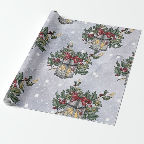 Christmas Advent Lantern Pattern Wrapping Paper