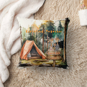 Christmas Adventure Oil Paint Newlywed Couple  Throw Pillow