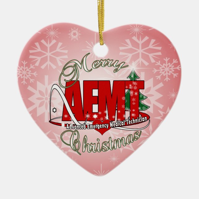CHRISTMAS AEMT Advanced Emergency Medical Tech Ceramic Ornament (Front)