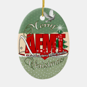 CHRISTMAS AEMT Advanced Emergency Medical Tech Ceramic Ornament