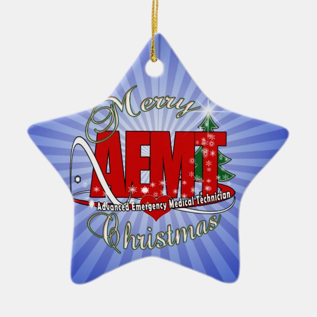 CHRISTMAS AEMT Advanced Emergency Medical Tech Ceramic Ornament (Front)