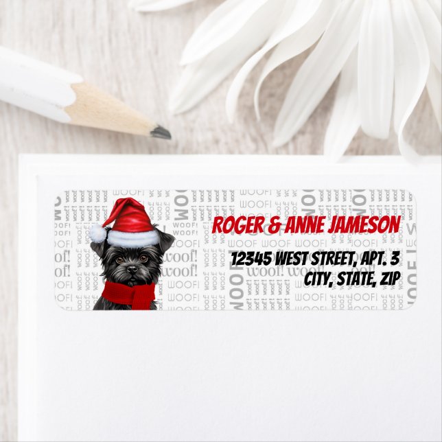 Christmas Affenpinscher Dog Lover Holiday Address Label (Insitu)