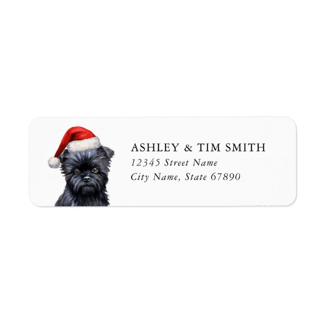 Christmas Affenpinscher Dog Return Address Labels (Front)