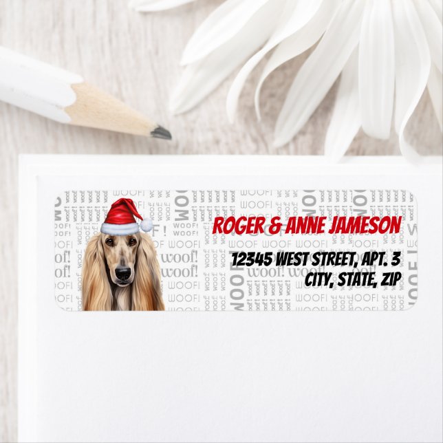 Christmas Afghan Hound Dog Lover Holiday Address Label (Insitu)