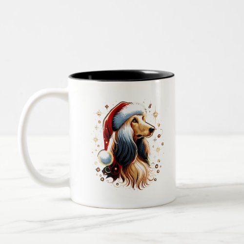 Christmas Afghan Hound funny gift for dad Two_Tone Coffee Mug