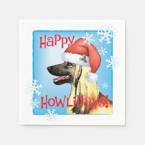 Christmas Afghan Hound Napkins