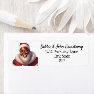 Christmas African-American Jolly Santa Claus Label