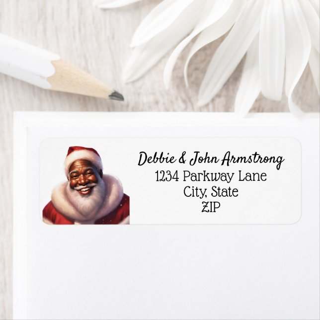 Christmas African-American Jolly Santa Claus  Label (Insitu)