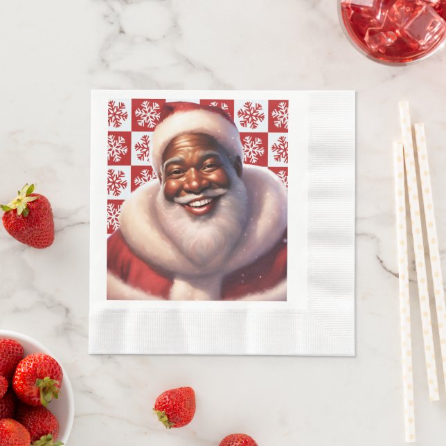 Christmas African-American Jolly Santa Claus, Napkins (Insitu)