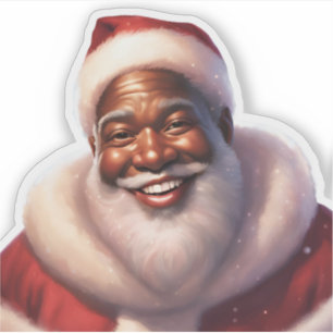Christmas African-American Jolly Santa Claus, Sticker