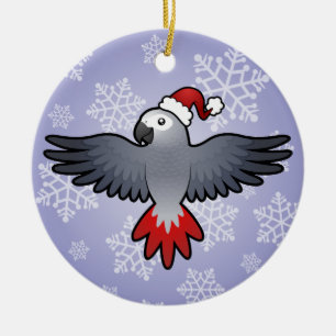 Christmas African Grey (medium bird) Ceramic Ornament