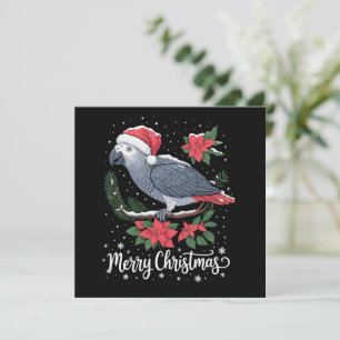 Christmas African Grey Parrot  Holiday Card