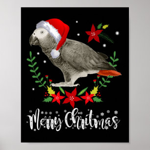 Christmas African Grey Parrot  Poster