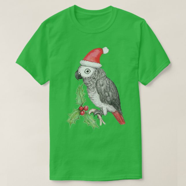 Christmas African grey parrot T-Shirt (Design Front)