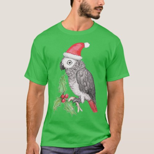 Christmas African grey parrot T_Shirt