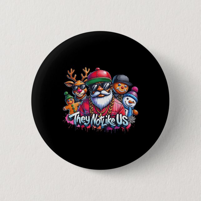 Christmas African Santa They Not Like Us Merry Chr Button (Front)