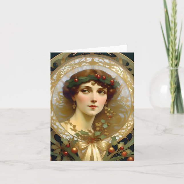 Christmas - AI - Art Nouveau - B Card (Front)