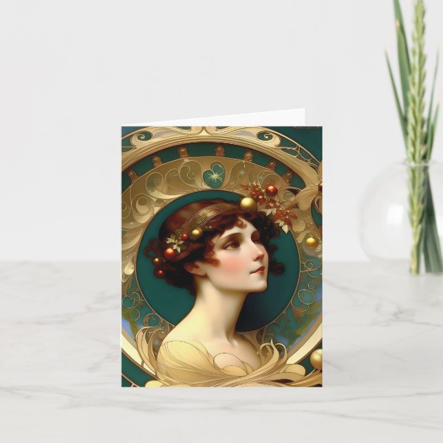 Christmas - AI - Art Nouveau - C Card (Front)
