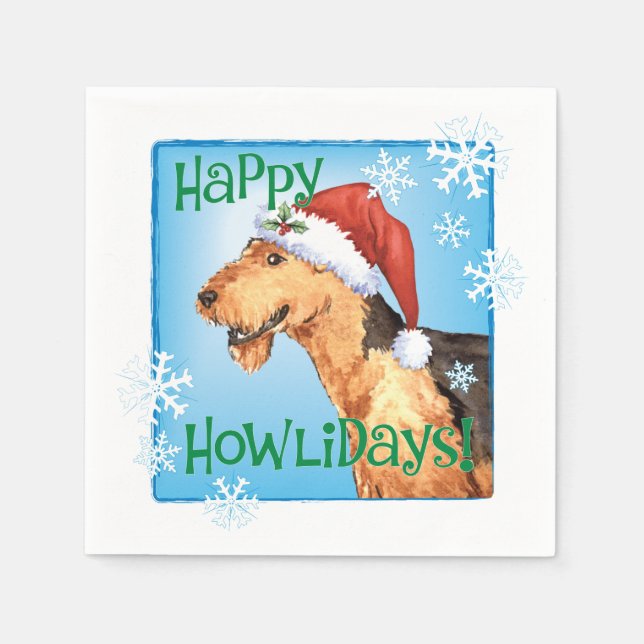 Christmas Airedale Napkins (Front)