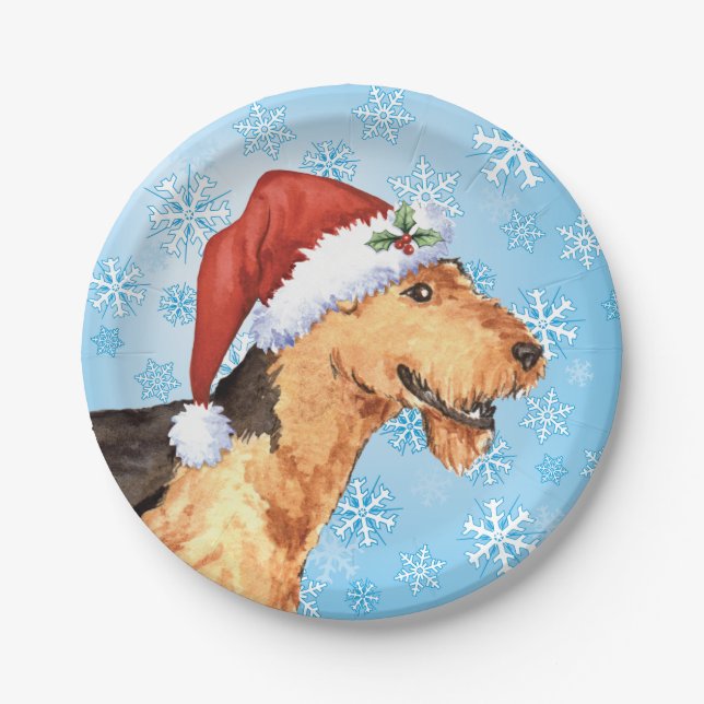 Christmas Airedale Paper Plates (Front)